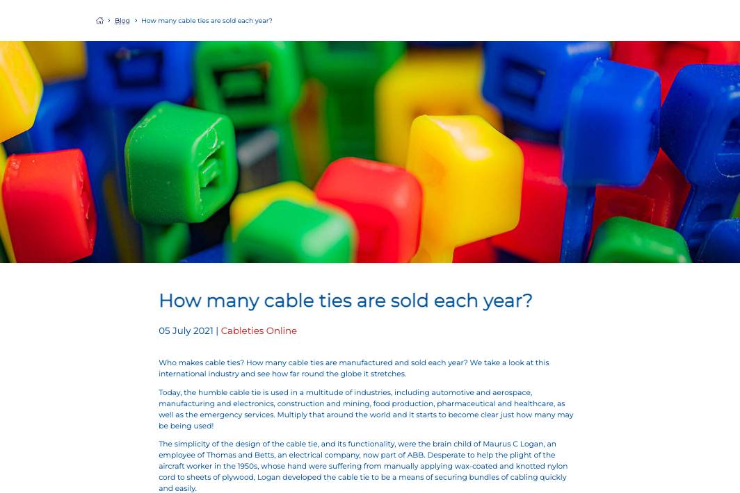 how many cable ties are sold each year?